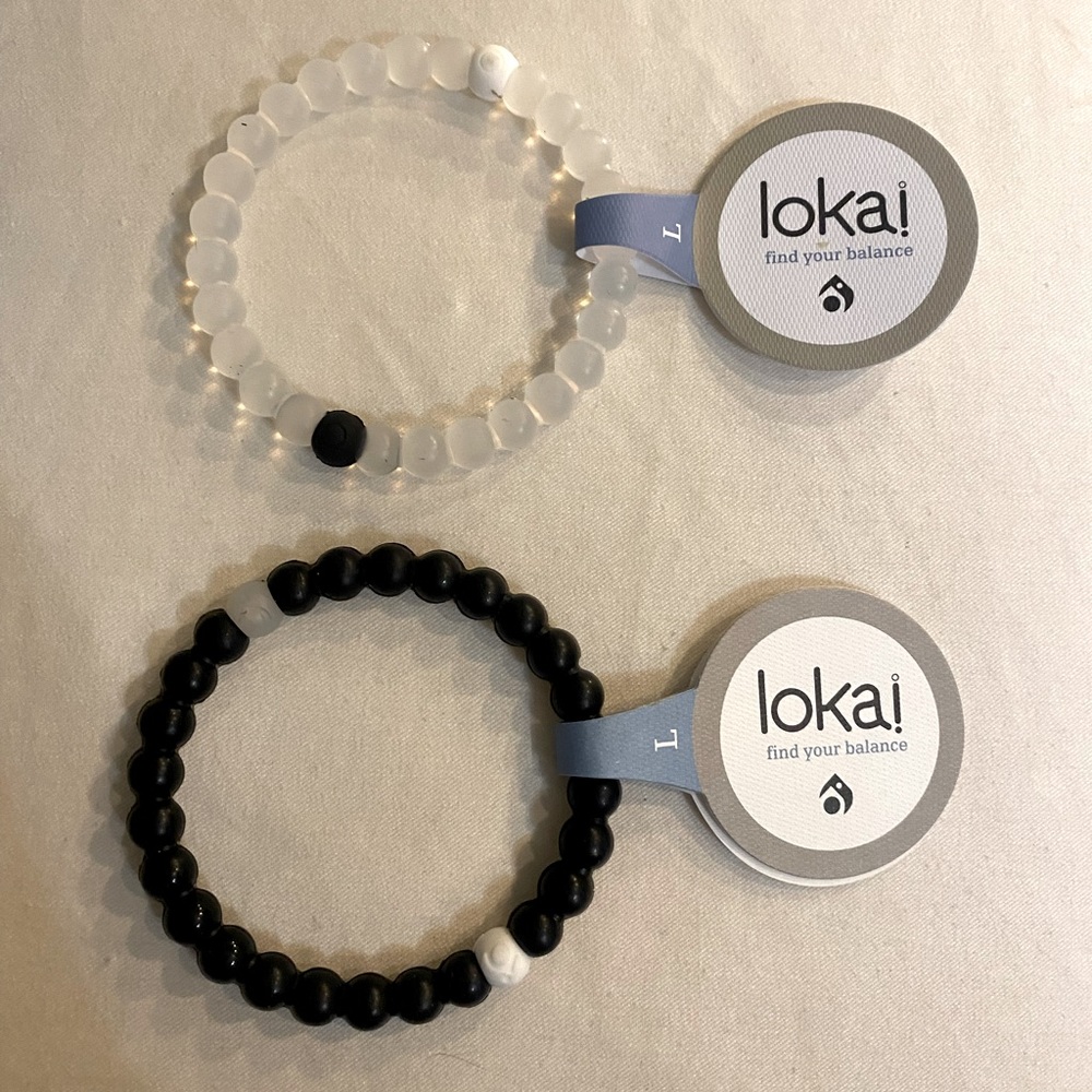 Lokai 2 LARGE bracelets black and clear